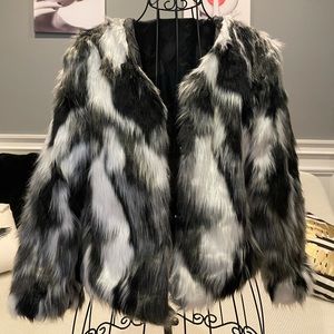 Small Petite faux fur jacket women’s fur jacket